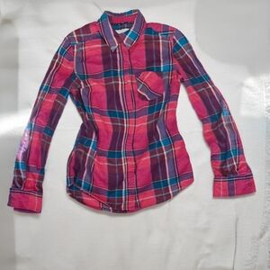 Arizona Jean Company Pink and Blue Plaid Shirt